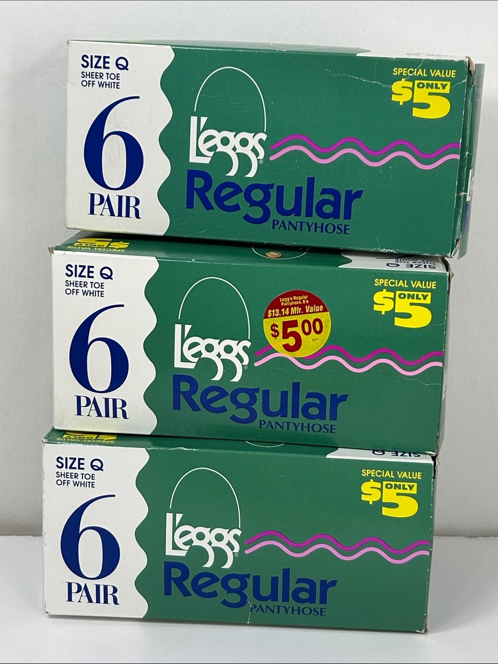18 L’eggs Regular Pantyhose Lot Sheer Toe Off White Sz Q Vtg